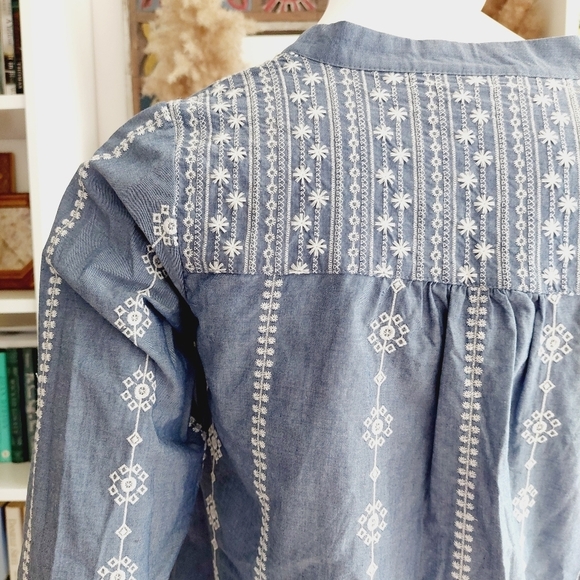 NEW Diane Gilman DG2 Embroidered Chambray Tunic Indigo P271 - Picture 4 of 8